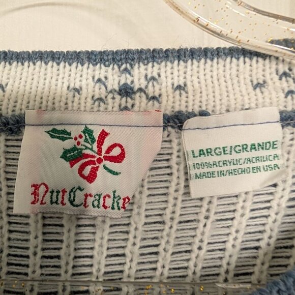 Vintage Nutcracker Winter Sweater Womens Size Large Blue Snowflake Christmas - Picture 4 of 9